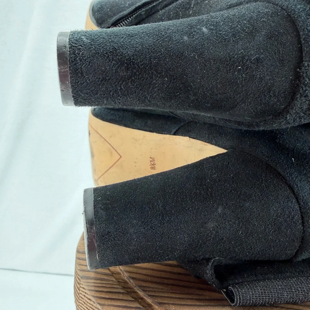 Halogen Noble Black Suede Boots 9.5 Almond‎ Toe Over The Knee Block Heel